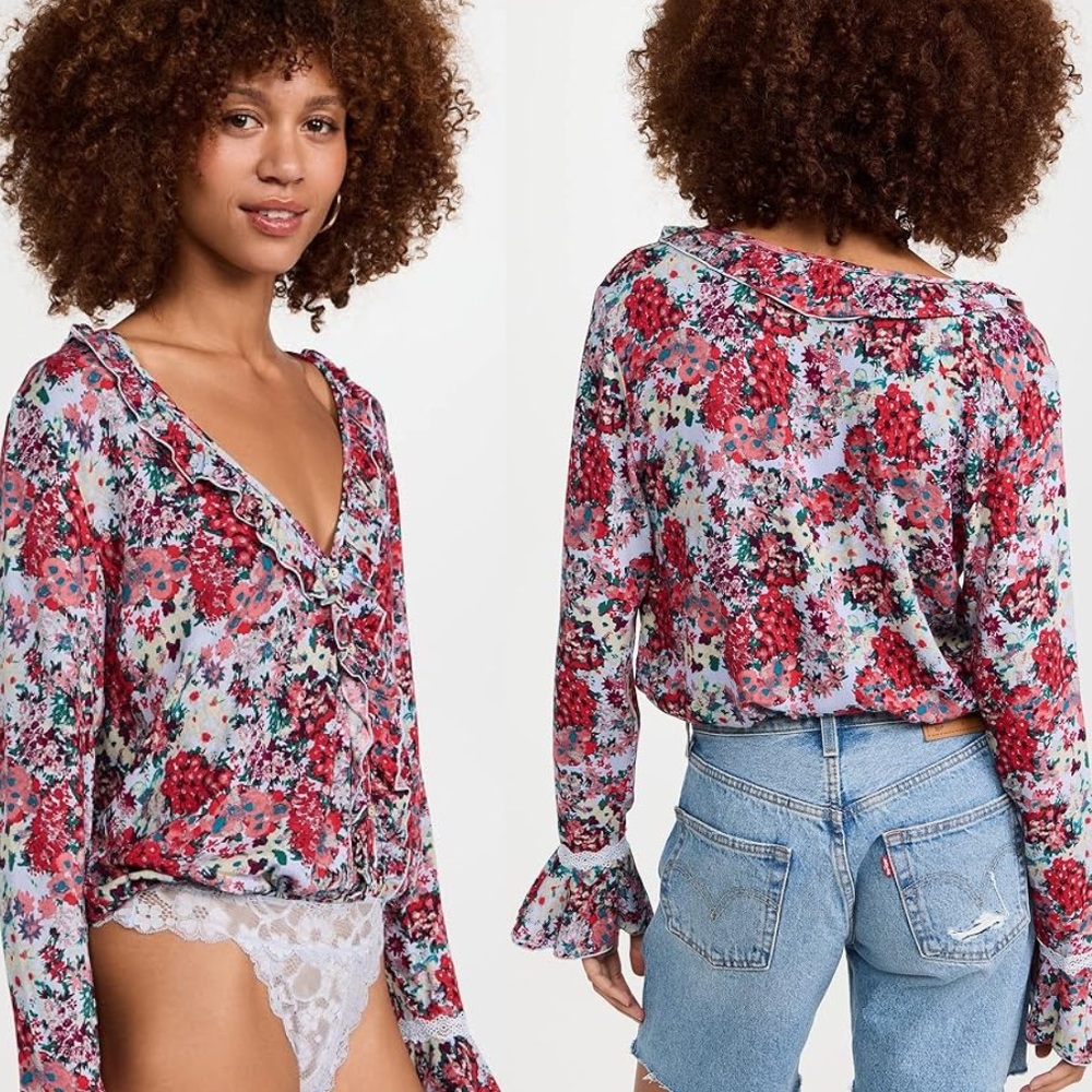 NWT FP Free People Intimately Heat Wave Bodysuit in Rose Garden | Revolve